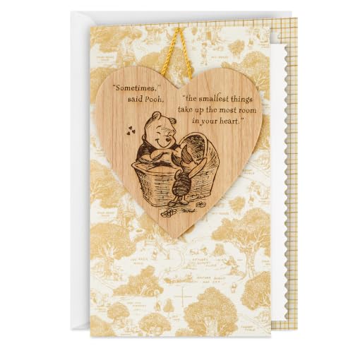 Hallmark Winnie the Pooh Baby Shower Card with Wooden Keepsake Ornament