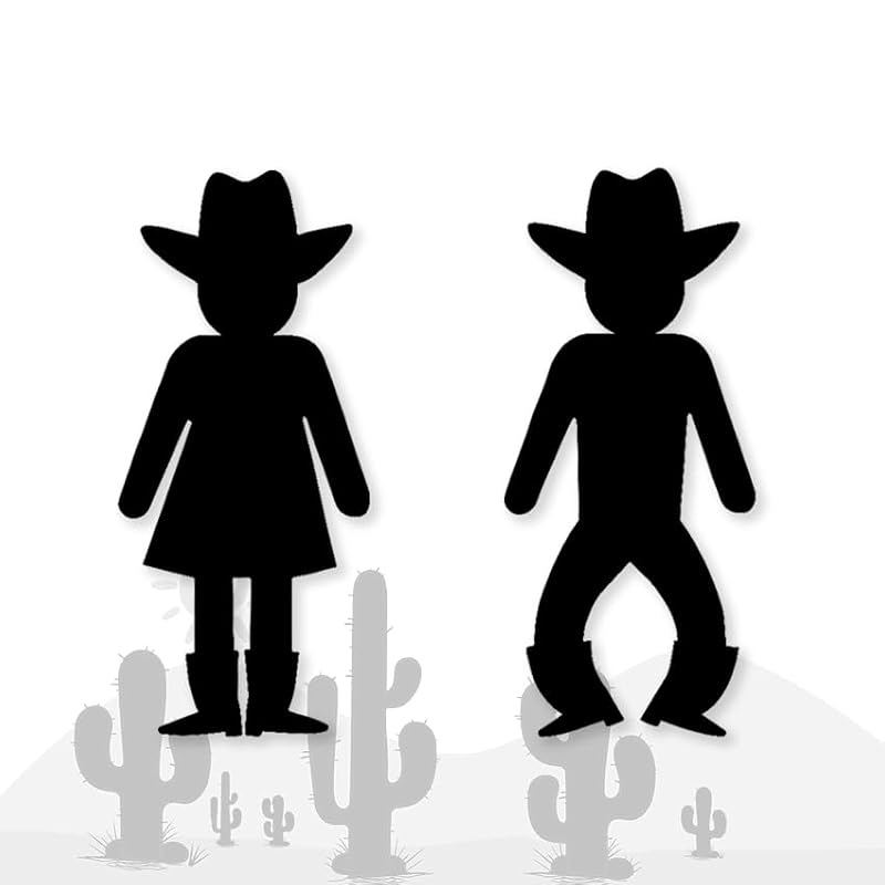 Rustic Western Bathroom Decor Sign - Set of 2 Cowboy Signs