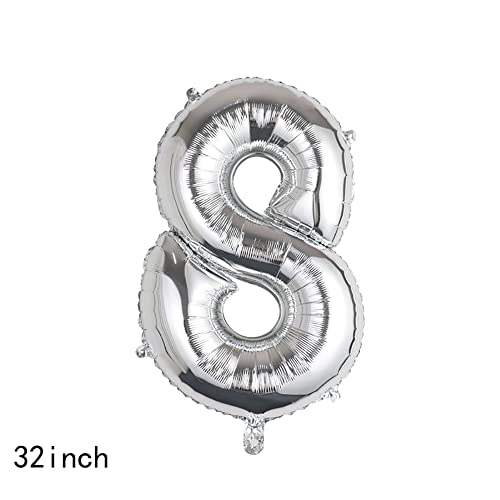 32 Inch Silver Number 18 Foil Balloon with Mini Crown for Birthday Party
