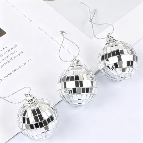 12Pcs Small Disco Mirror Balls with Hanging String for Christmas & Party Decor