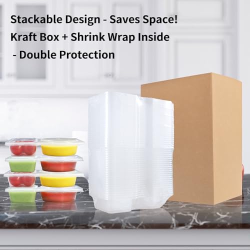 Mstar Packing 25 Set Clear Reusable Snack & Sauce Containers - 2 Compartment Meal Prep Box