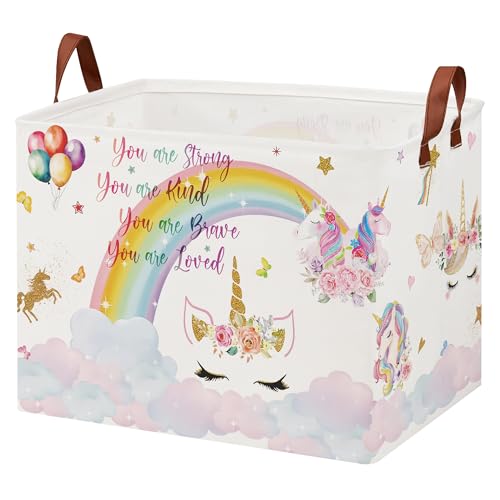 Unicorn Laundry Basket - Pink Collapsible Toy Storage Bin for Kids Room