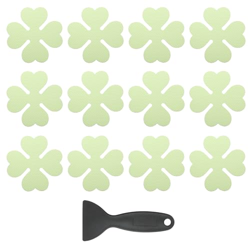 PATIKIL 12 Pcs Luminous Non-Slip Bathtub Stickers with Scraper