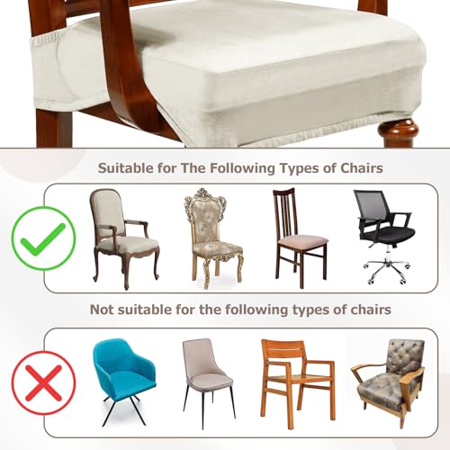 Havawish Extra Wide Velvet Dining Chair Seat Cover - Beige White