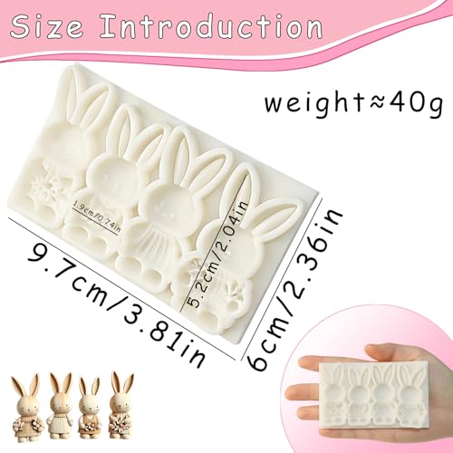 IKOJING 4-Cavity 3D Bunny Silicone Mold for Easter Baking, Chocolate, and Fondant Cake Decorating