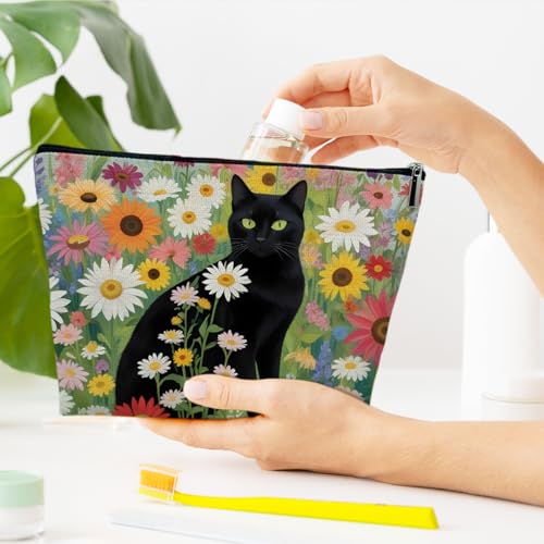 Black Cat Makeup Bag Waterproof Cosmetic Toiletry Pouch for Women