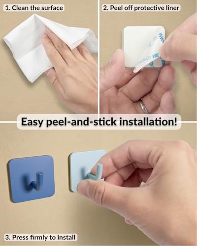 DEKAZIA Kids Wall Hooks - Blue-Green Self-Adhesive Coat Hooks