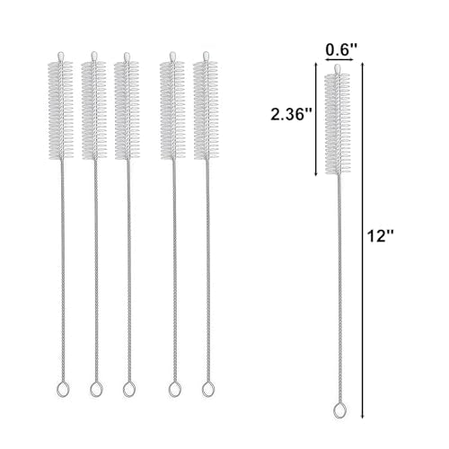 12-Inch Straw Cleaner Brush Set - 6 Pack for All Bottle Types