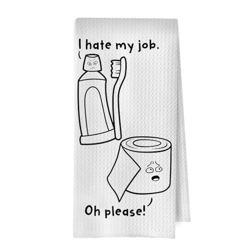 Humorous Bathroom Hand Towel - Funny Waffle Towel Towel-09, 16x24 Inches