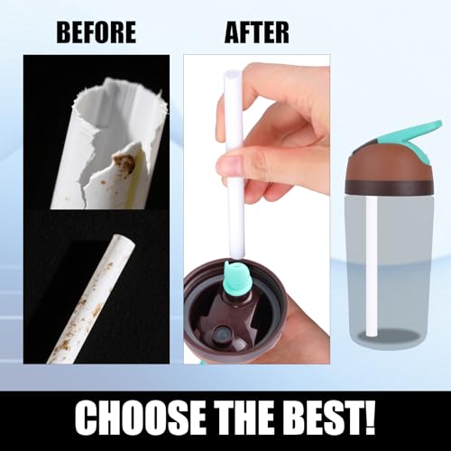 6pcs Drinking Straws for Owala Kids Flip Insulated Water Bottle, Reusable Straw Replacement with Cleaning Brush Tumbler Parts Accessories Compatible with Owala Kids Flip 14oz Cups