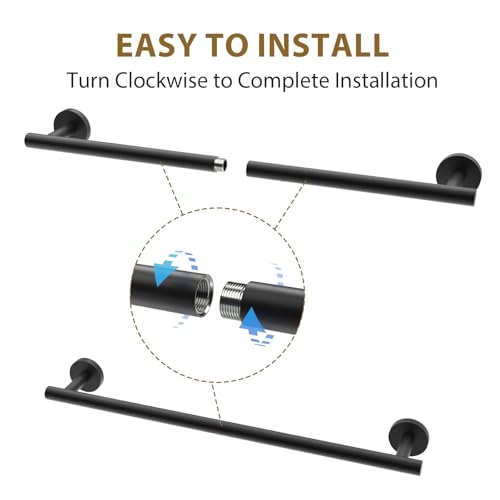 Luxbaro 26 Inch Matte Black Towel Bar - Rust-Resistant Steel