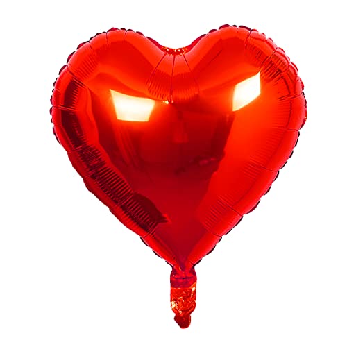 18-Inch Red Heart Mylar Balloons - 10pcs Foil Party Decorations