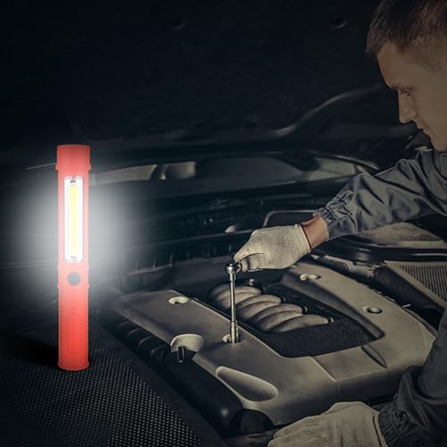 3Pcs LED Magnetic Worklight,Bulk Portable COB Inspection Lamp Trouble Light for Mechanic,BBQ,Car,Camping,Emergency (Black,Batteries NOT Included)