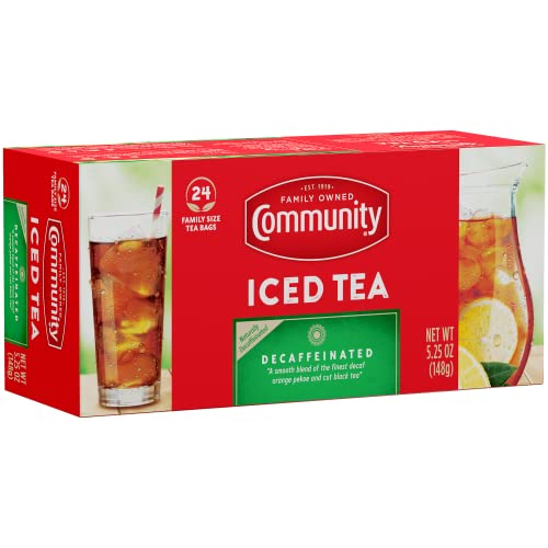 Community Coffee Decaf Tea Bags - Family Size, 24 Pack of 12, Refreshing Iced & Hot Tea