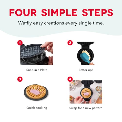 Dash MultiMaker Mini Waffle Plates - Crown & Rainbow Nonstick 2-Pack