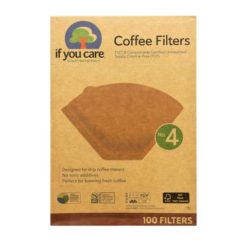 Unbleached No. 4 Coffee Filters - Chlorine-Free, Compostable, 100 Count
