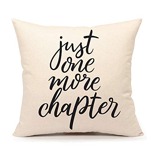 Just One More Chapter Throw Pillow Cover - 18x18 Inch Linen