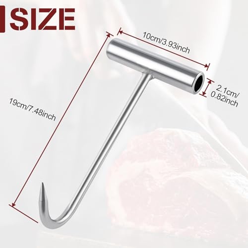 GOLD DEER 2PCS Stainless Steel T-Handle Meat Hooks for Processing