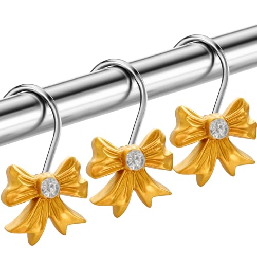 Cute Bow Knot Shower Curtain Hooks - 12PC Rust-Resistant Bathroom Decor