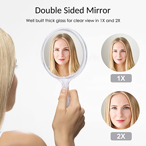 D Handheld Double-Sided Mirror - 1X/2X Magnification, 4"