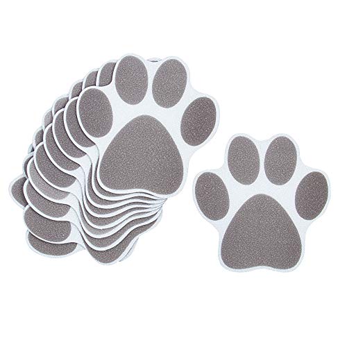 AUEAR 10 Pack Gray Adhesive Paw Print Bath Treads - Non-Slip Stickers