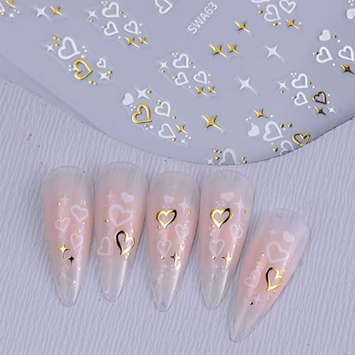 Valentine Heart Nail Art Stickers - 10 Sheets Self-Adhesive Decals