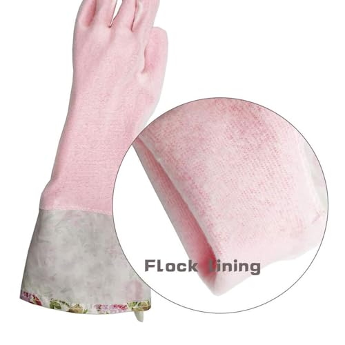 KINGFINGER Reusable Latex-Free Dishwashing Gloves - Purple & Pink, Large