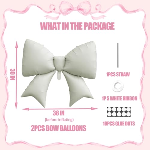 Jumbo Beige Bow Balloons - 2 Pack Birthday Party Decorations