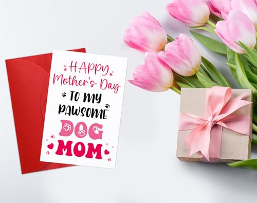 Funny Mother's Day Card for Dog Mom with Red Envelope 4x6