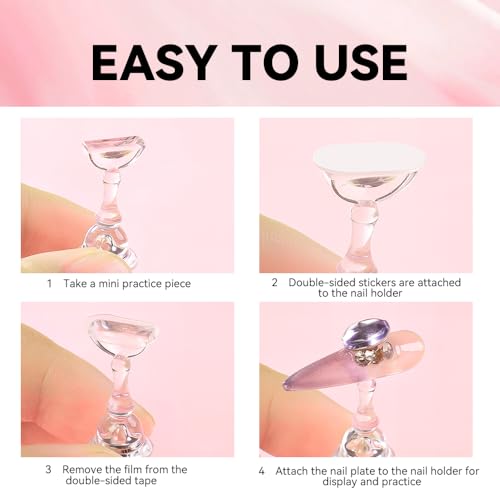 ESUOHYM Press On Nail Stand and Holder Set with Magnetic Tips and Sticky Tabs