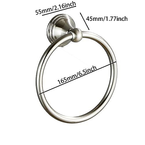 Brushed Nickel Towel Ring for Bathroom - 1 Pack Stainless Steel Holder