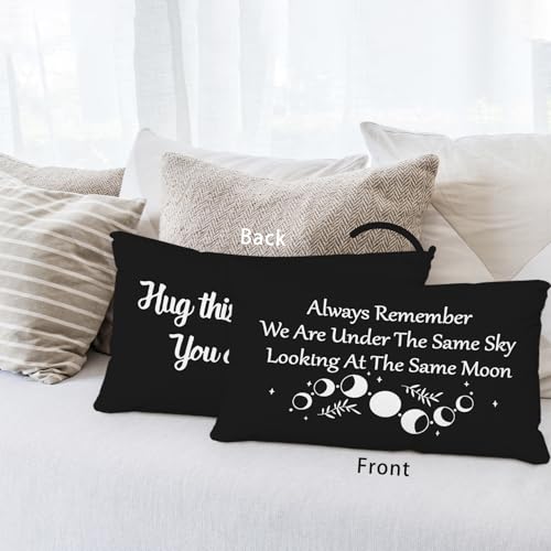 Sufamb Black 20x12 Inch Reversible Long Distance Relationship Pillow Cover Gift for Boyfriend Girlfriend