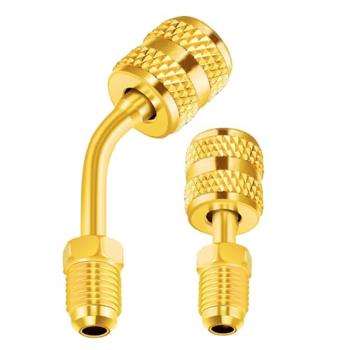 R410A Adapter Kit - 5/16" SAE Female to 1/4" SAE Male, 1 Straight & 1 Angled