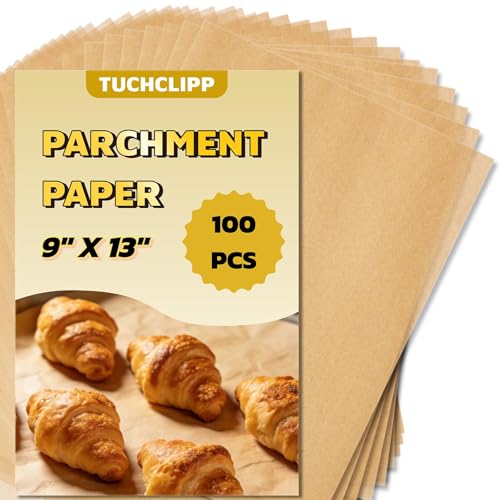 100 Pcs Unbleached Parchment Paper Sheets - 9x13 Non-Stick Baking Liners