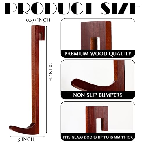 Mifoci 10-Inch Natural Wooden Over-Glass Shower Door Towel Hooks (2-Pack)