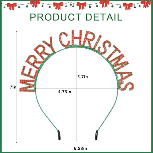 COCIDE Christmas Rhinestone Crystal Headband Red and Green Holiday Hair Accessory