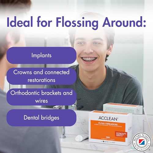 Acclean Dental Floss Threaders for Braces, Bridges & Implants 50 Ct