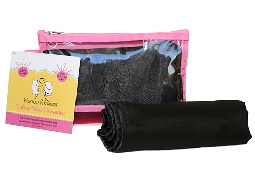 Morning Glamour Satin Pillowcase for Hair and Skin, Black Standard Queen