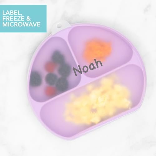 Bumkins Silicone Suction Plate with Lid, Lavender D5 for Toddlers