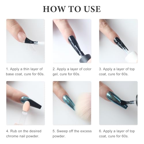 SUTOKAKA Chrome Nail Powder Set Metallic Mirror Effect Nail Pigment