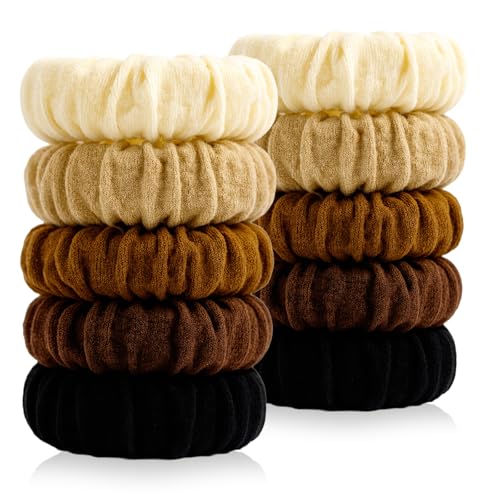 Brvlsoc Soft Polyester Lace Edge Hair Scrunchies with Strong Grip