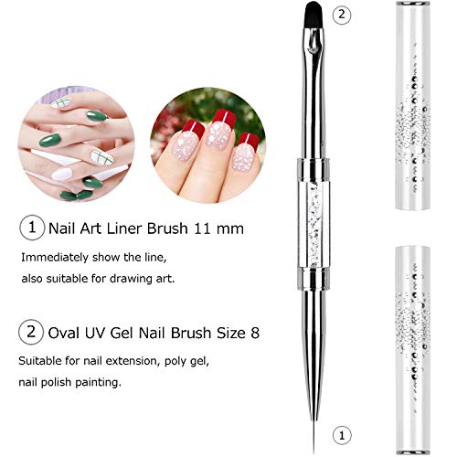 Ycyan Dual-Ended UV Builder Gel Nail Brush & Rhinestone Liner
