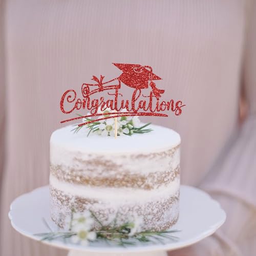 Graduation Cake Toppers - Class of 2026 Glitter Picks (6pcs)