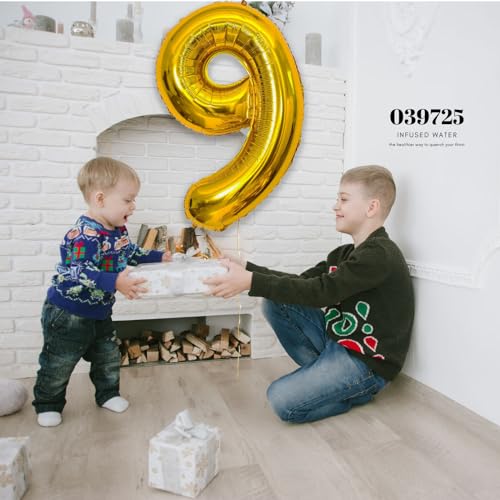 40 Inch Gold Number 9 Balloon - Foil Mylar Party Decoration