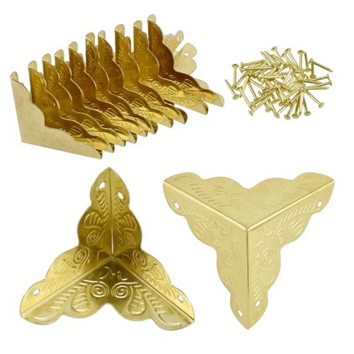 Antique Gold Furniture Corner Protectors - 12 Pack, 1x1 Inch