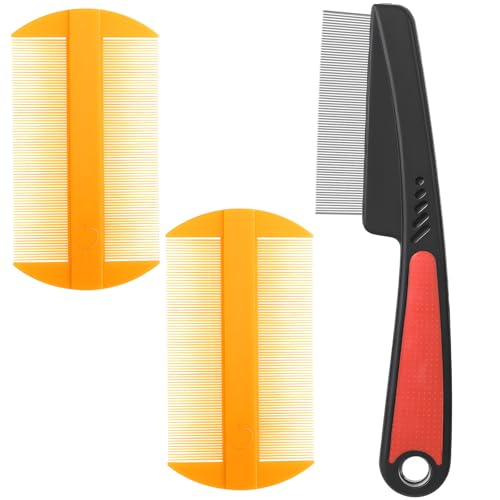 Exclaith 3-Piece Stainless Steel Fine-Toothed Dandruff and Lice Comb Set