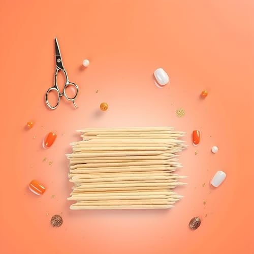 20 Pcs Orange Wood Cuticle Sticks for Manicure and Nail Art Care
