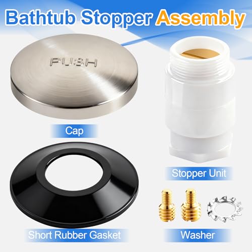 Foot Actuated Bathtub Drain Stopper with Thread Adapters
