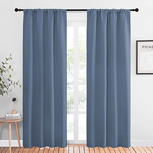 NICETOWN Stone Blue Blackout Curtains, 42"W x 84"L, Set of 2