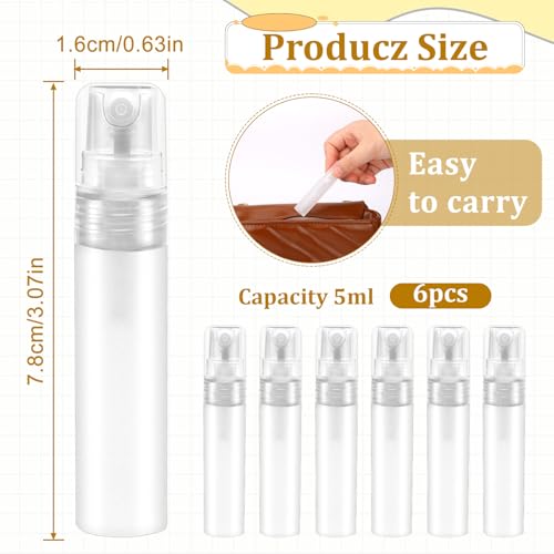 FAIRY CORA 6-Pack 5ml Refillable Travel Spray Bottles for Perfume and Essential Oils